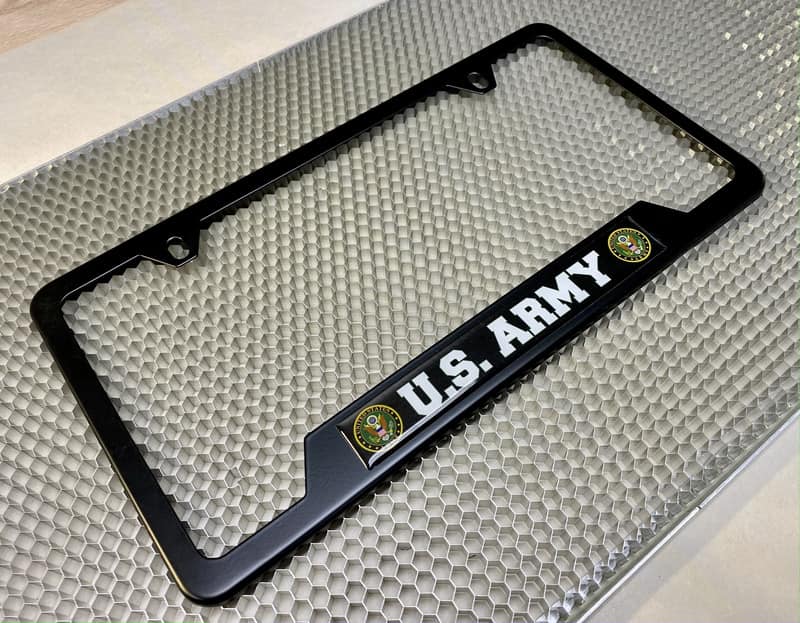 U.S. Army - Stainless Steel Black 2-hole Car License Plate Frame